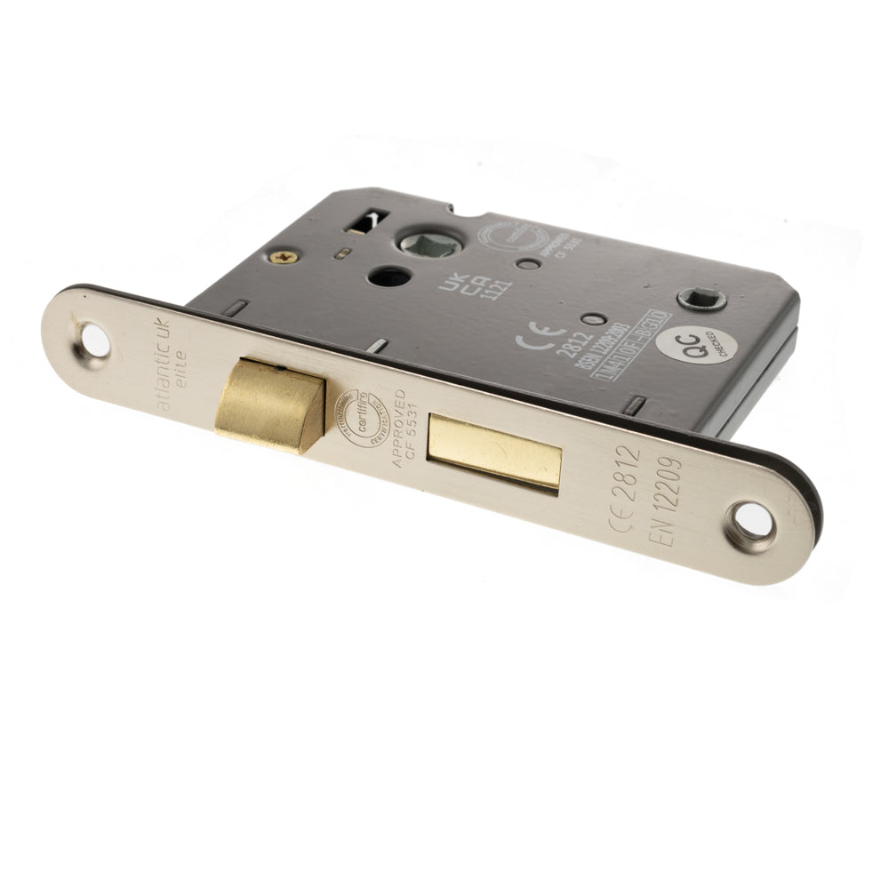 Atlantic Radius Corner Bathroom Lock [CE] 3" - Satin Nickel
