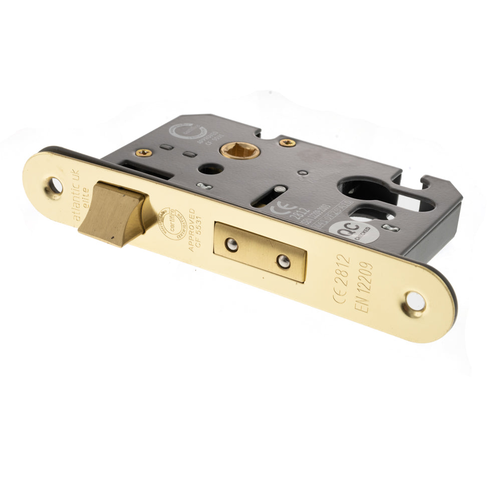 Atlantic Euro Radius Corner Sashlock [CE] 2.5" - Polished Brass