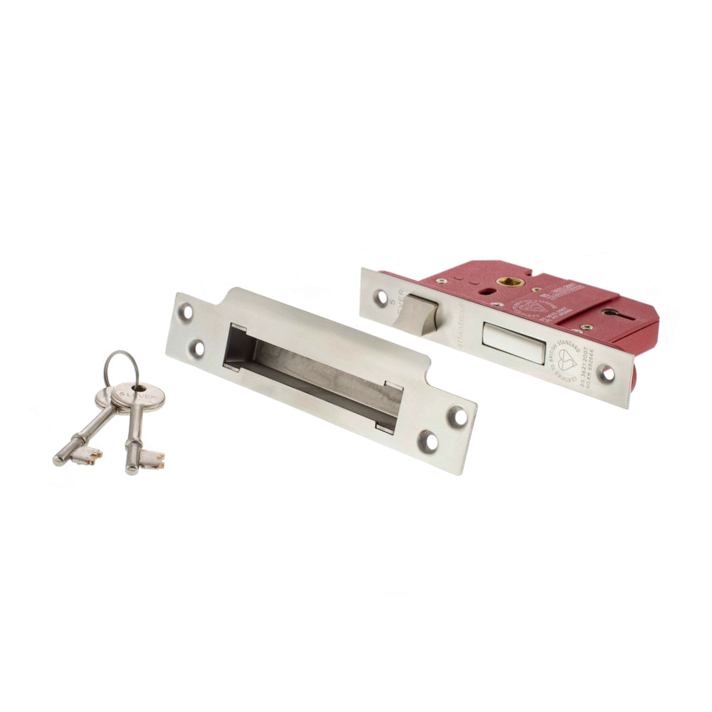 Atlantic 5 Lever Key Sashlock [BS] 3" - Satin Chrome