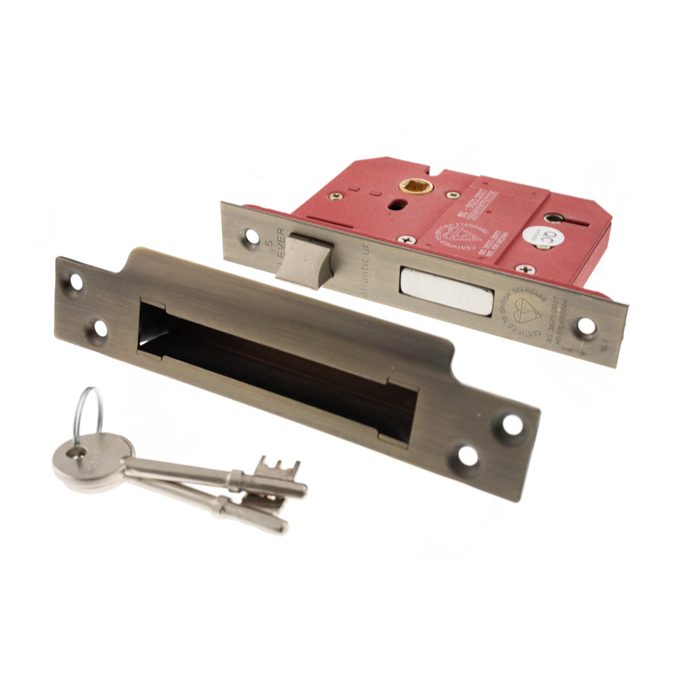 Atlantic 5 Lever Key Sashlock [BS] Keyed Alike 3" - Urban Bronze