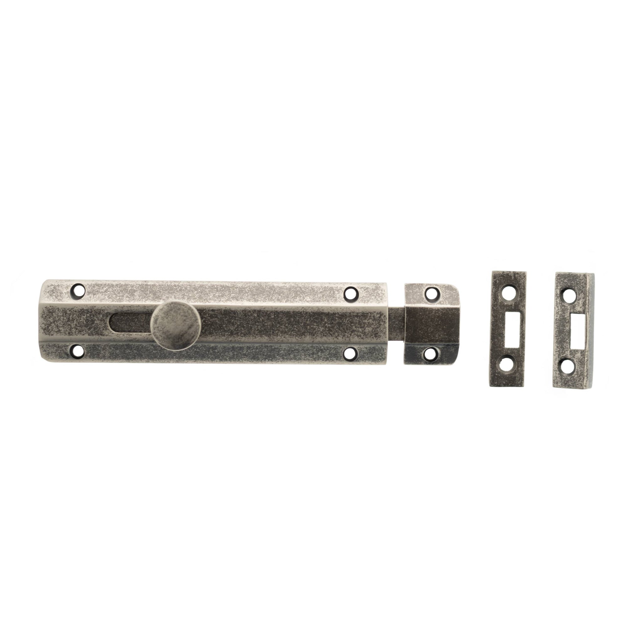 Atlantic Solid Brass Surface Door Bolt 6" - Distressed Silver 