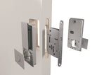 AGB Wave Flush Pocket Door Handle & Bathroom Lock Set