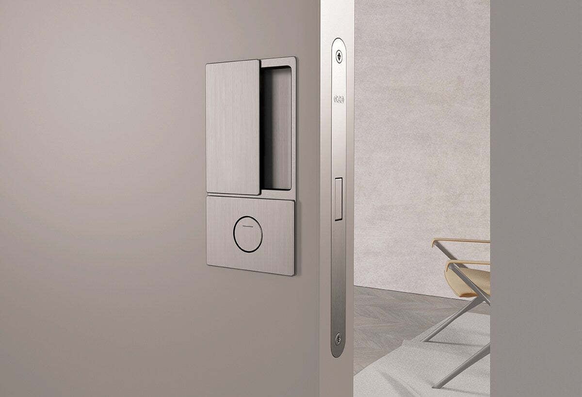 AGB Wave Flush Door Handle & Bathroom Lock Set