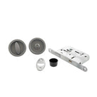 AGB Sliding Door Bathroom Lock Set with Round Flush Handle - Satin Chrome