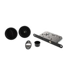 AGB Sliding Door Bathroom Lock Set with Round Flush Handle - Matt Black