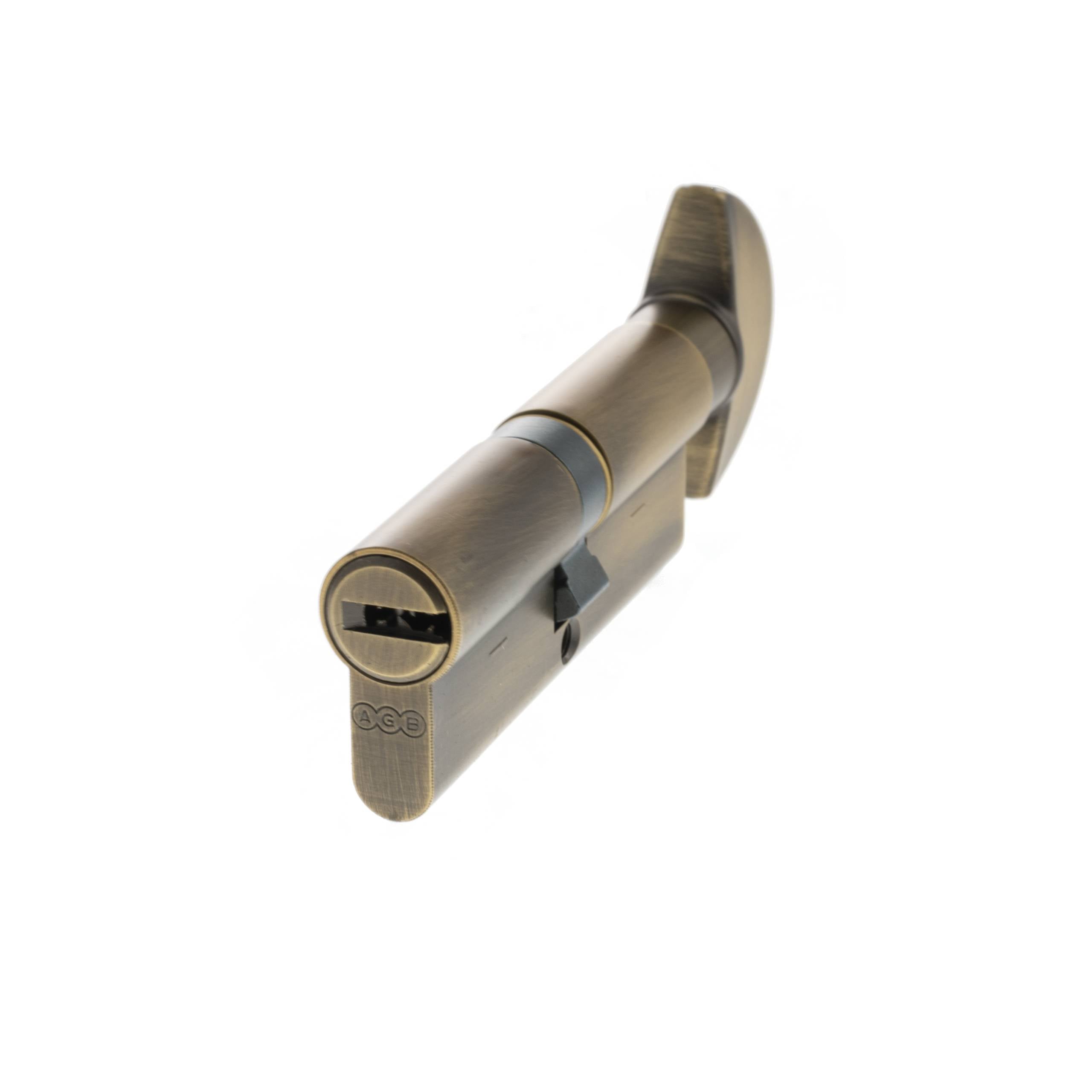 AGB Euro Profile 15 Pin Cylinder Key to Turn 40-40mm (80mm) - Matt Antique Brass