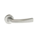 Forme Crystal Lever Door Handle on Minimal Round Rose - Satin Chrome