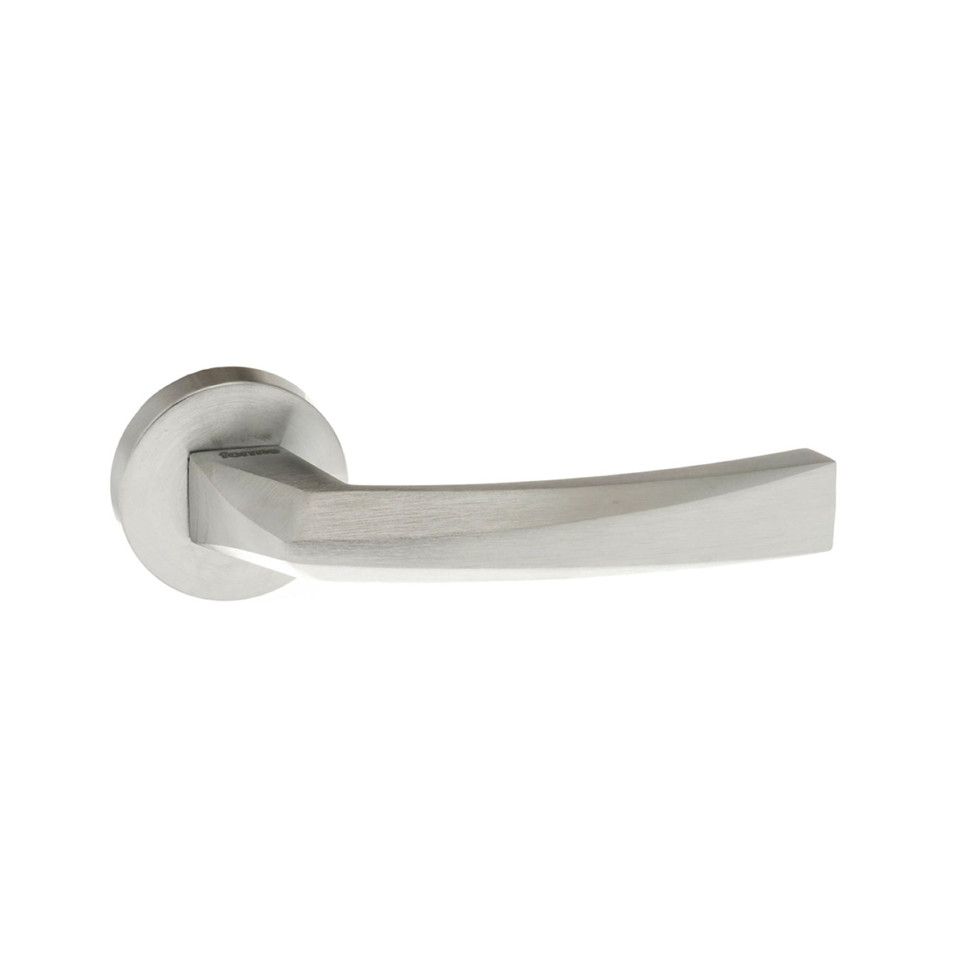 Forme Crystal Lever Door Handle on Minimal Round Rose - Satin Chrome