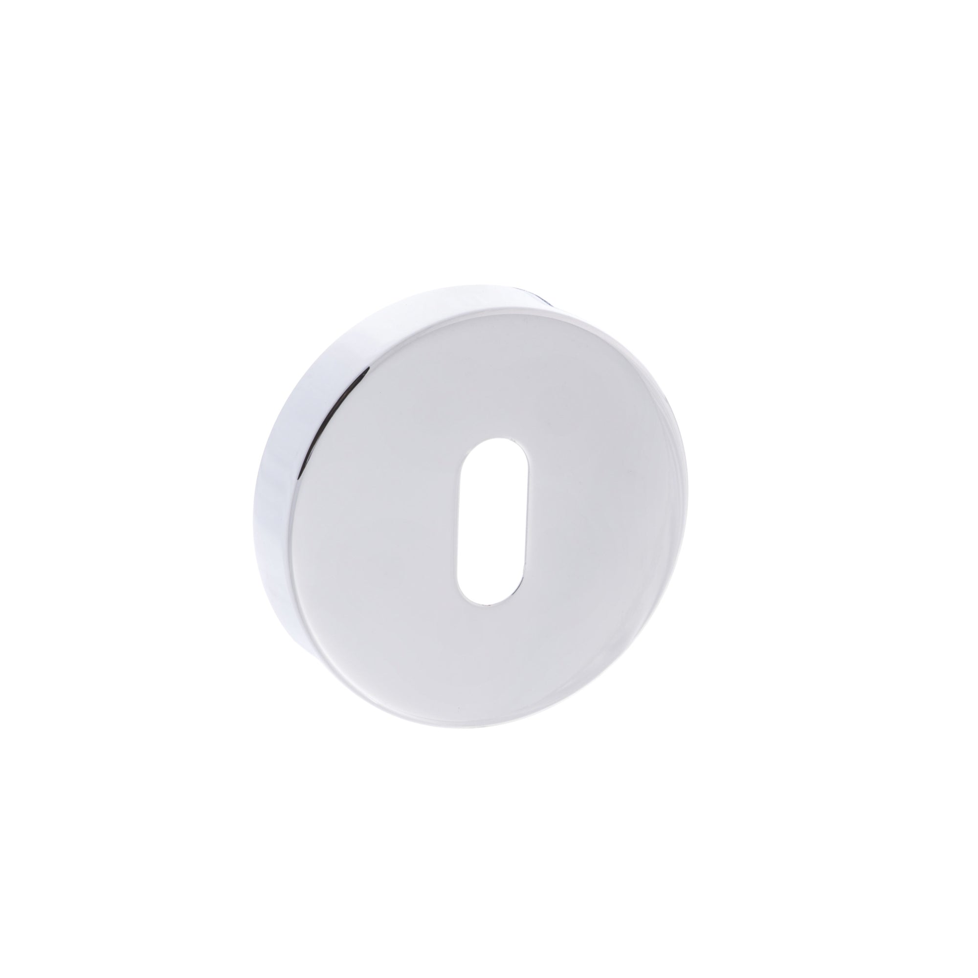 Forme Key Escutcheons on Minimal Round Rose - Polished Chrome