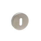 Forme Key Escutcheons on Minimal Round Rose - Satin Nickel