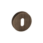 Forme Key Escutcheons on Minimal Round Rose - Urban Bronze