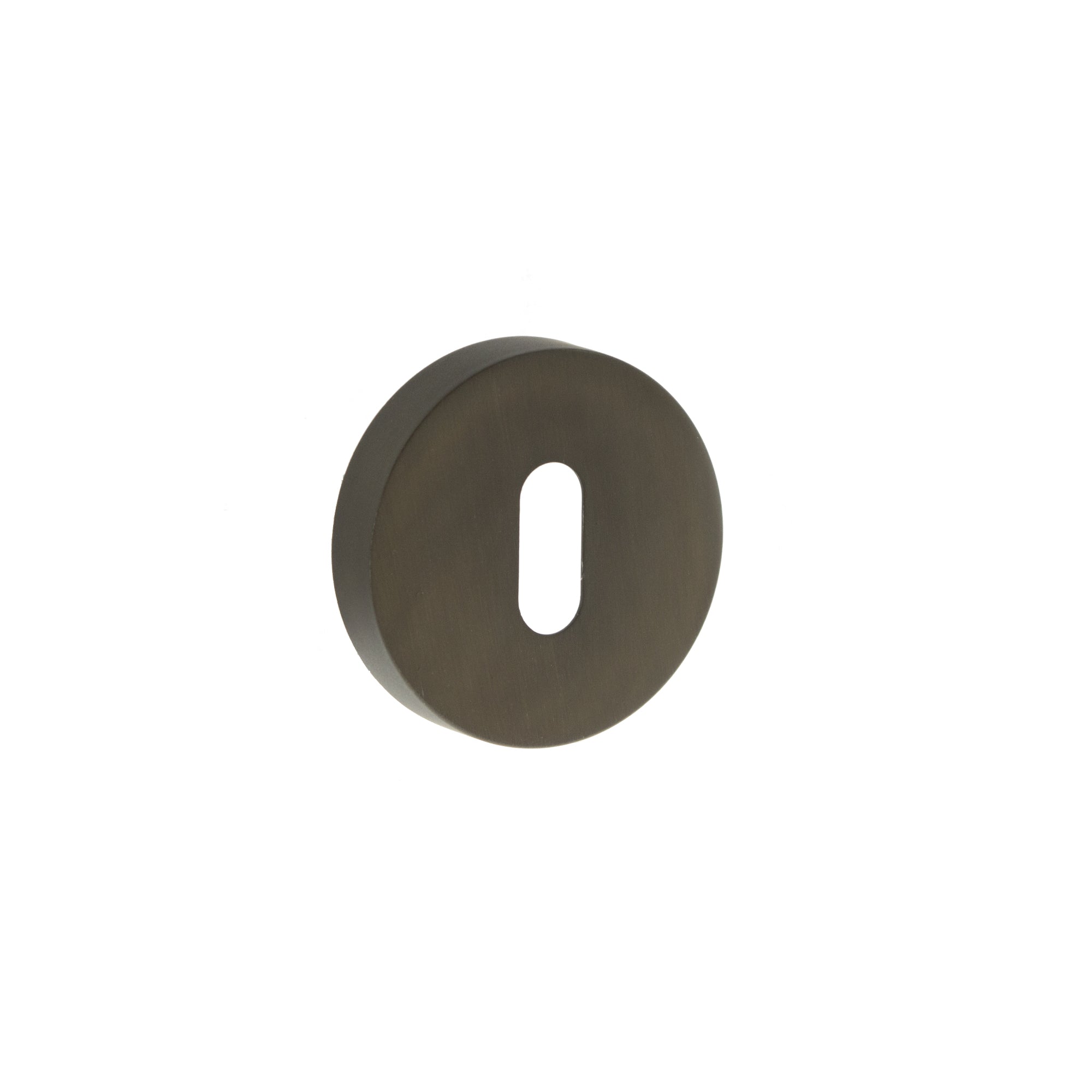 Forme Key Escutcheons on Minimal Round Rose - Urban Dark Bronze