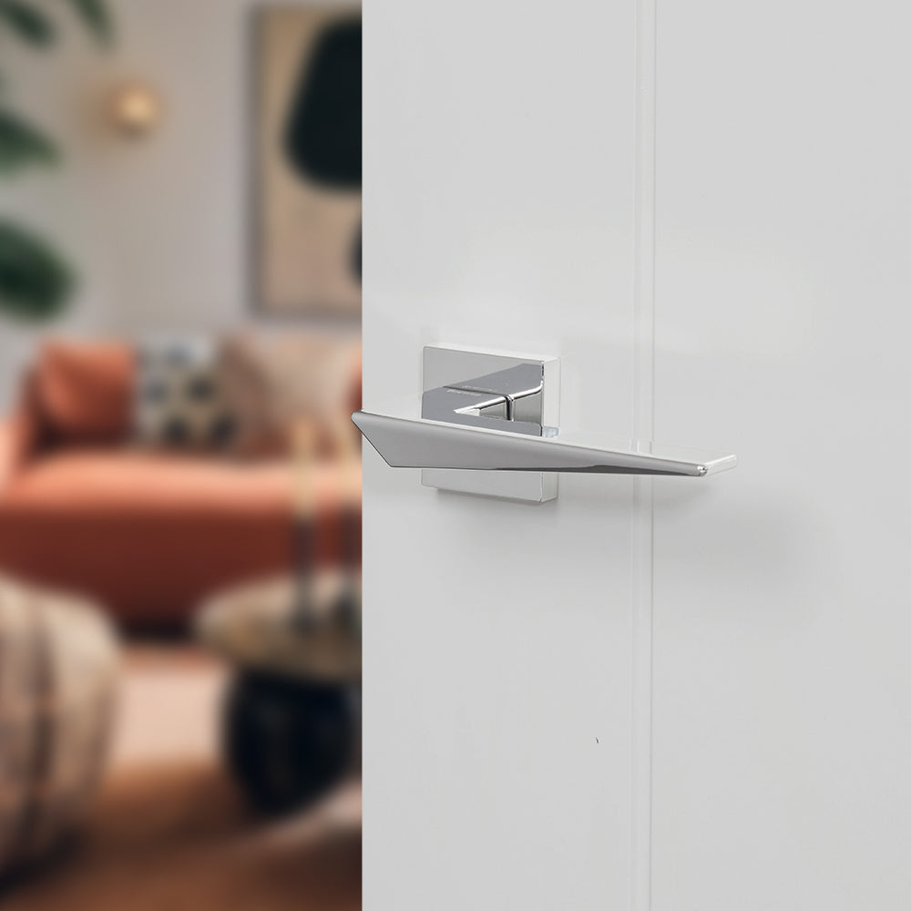 Forme Naxos Lever Door Handle on Minimal Square Rose