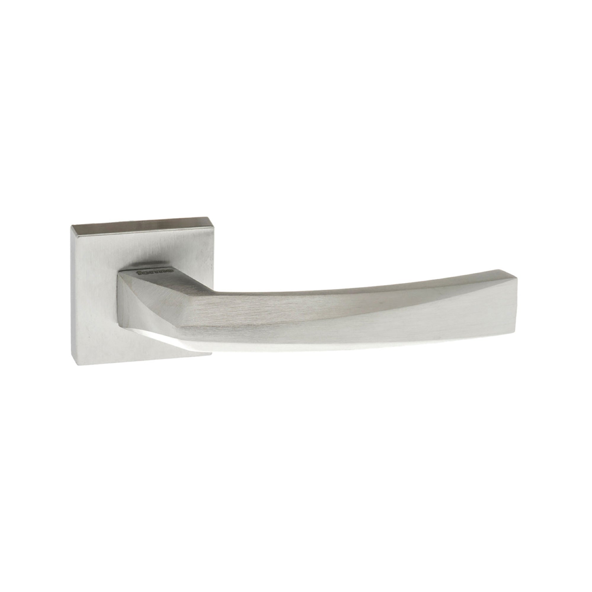 Forme Crystal Lever Door Handle on Minimal Square Rose - Satin Chrome