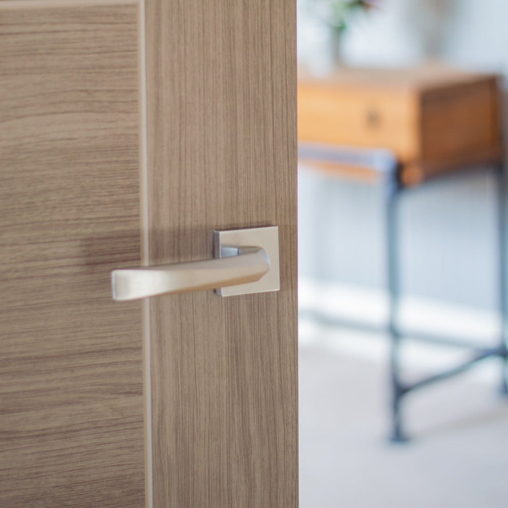 Forme Crystal Lever Door Handle on Minimal Square Rose