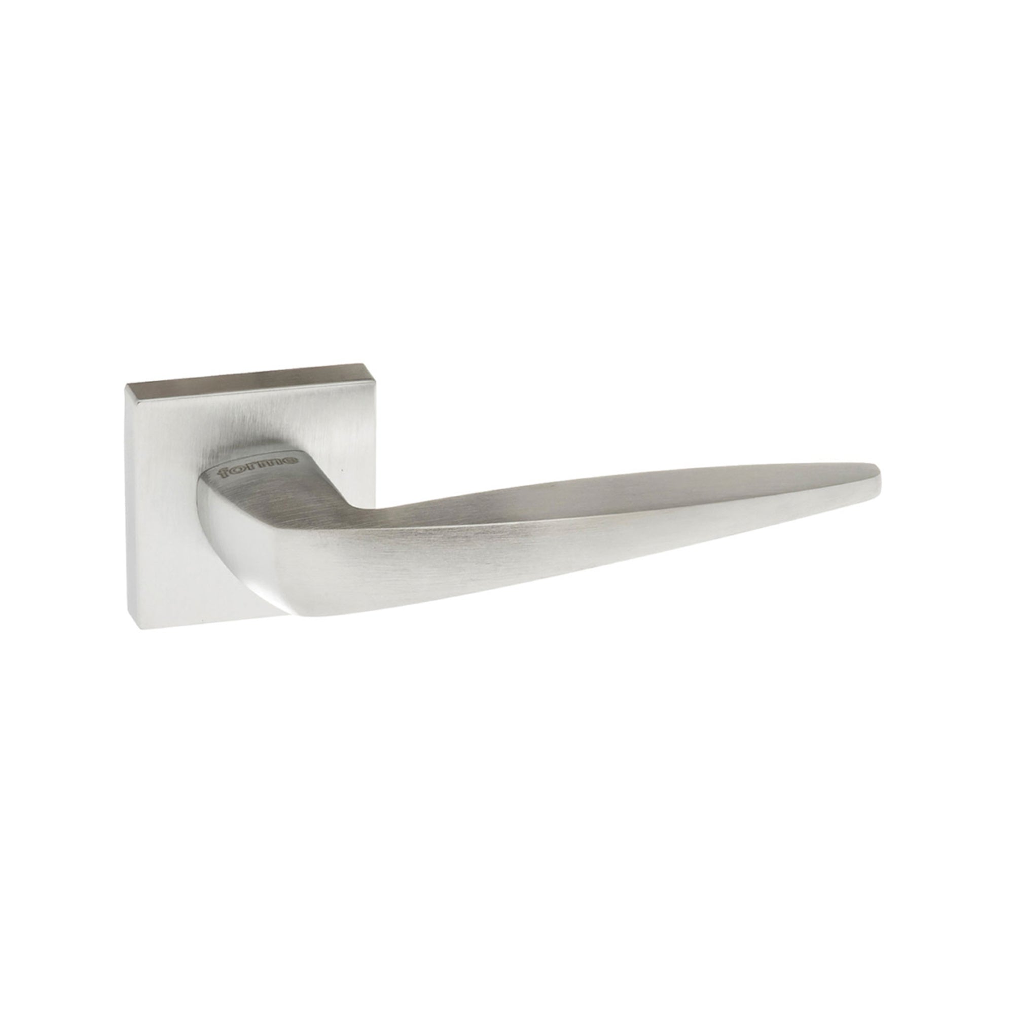 Forme Foglia Lever Door Handle on Minimal Square Rose - Satin Chrome
