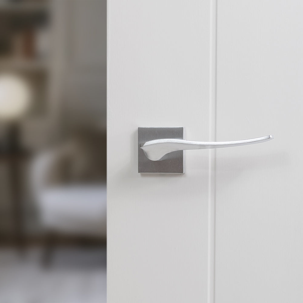 Forme Olimpia Lever Door Handle on Minimal Square Rose