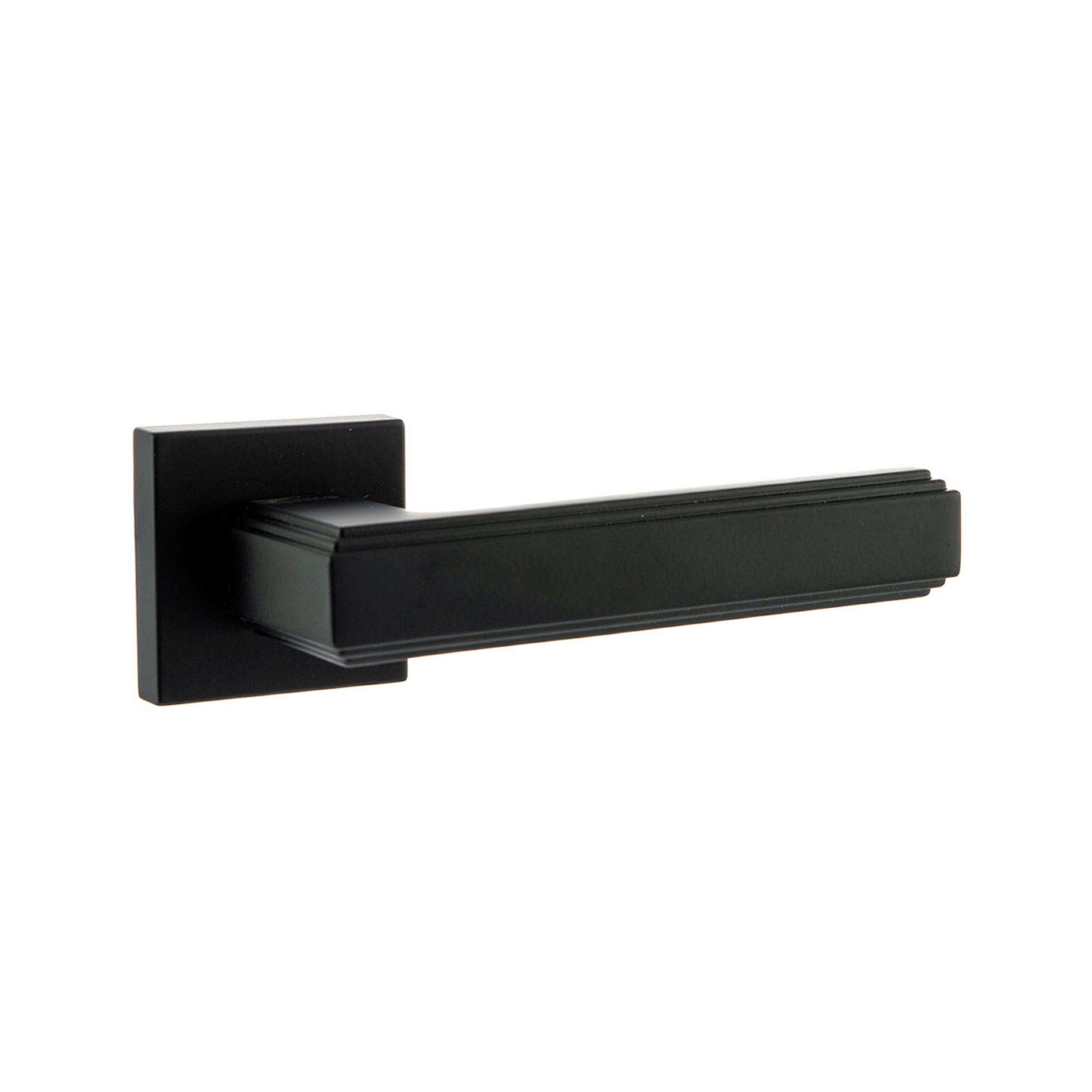 Forme Alila Lever Door Handle on Minimal Square Rose - Matt Black