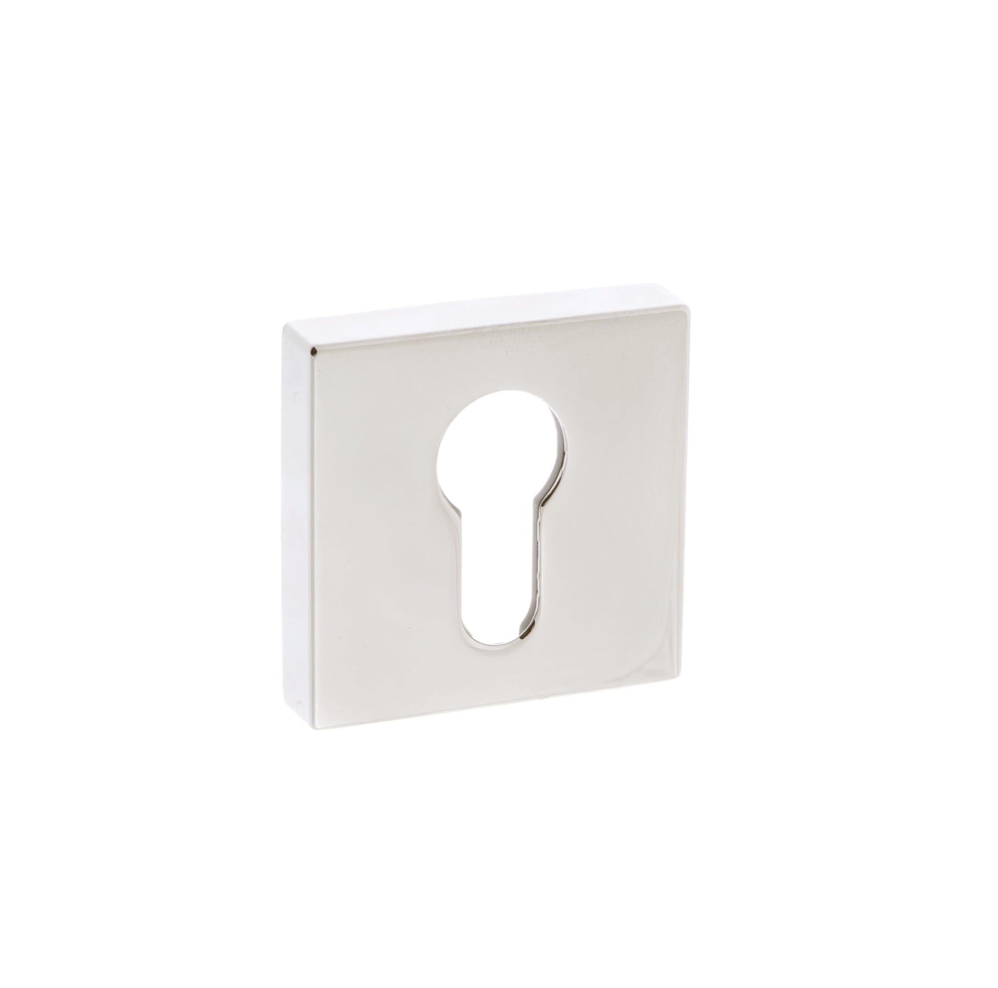Forme Euro Escutcheons on Minimal Square Rose - Polished Nickel