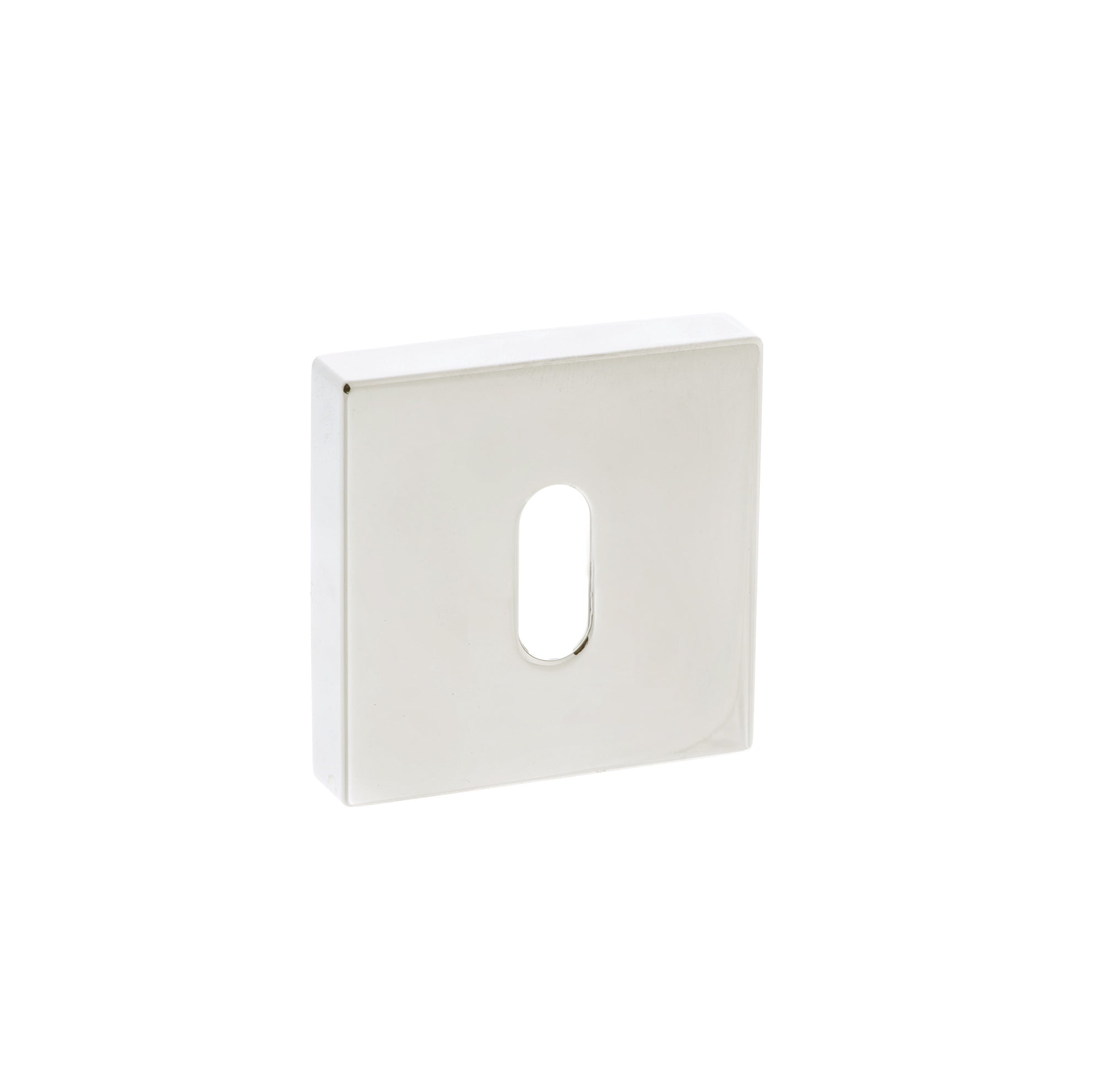 Forme Key Escutcheons on Minimal Square Rose - Polished Nickel