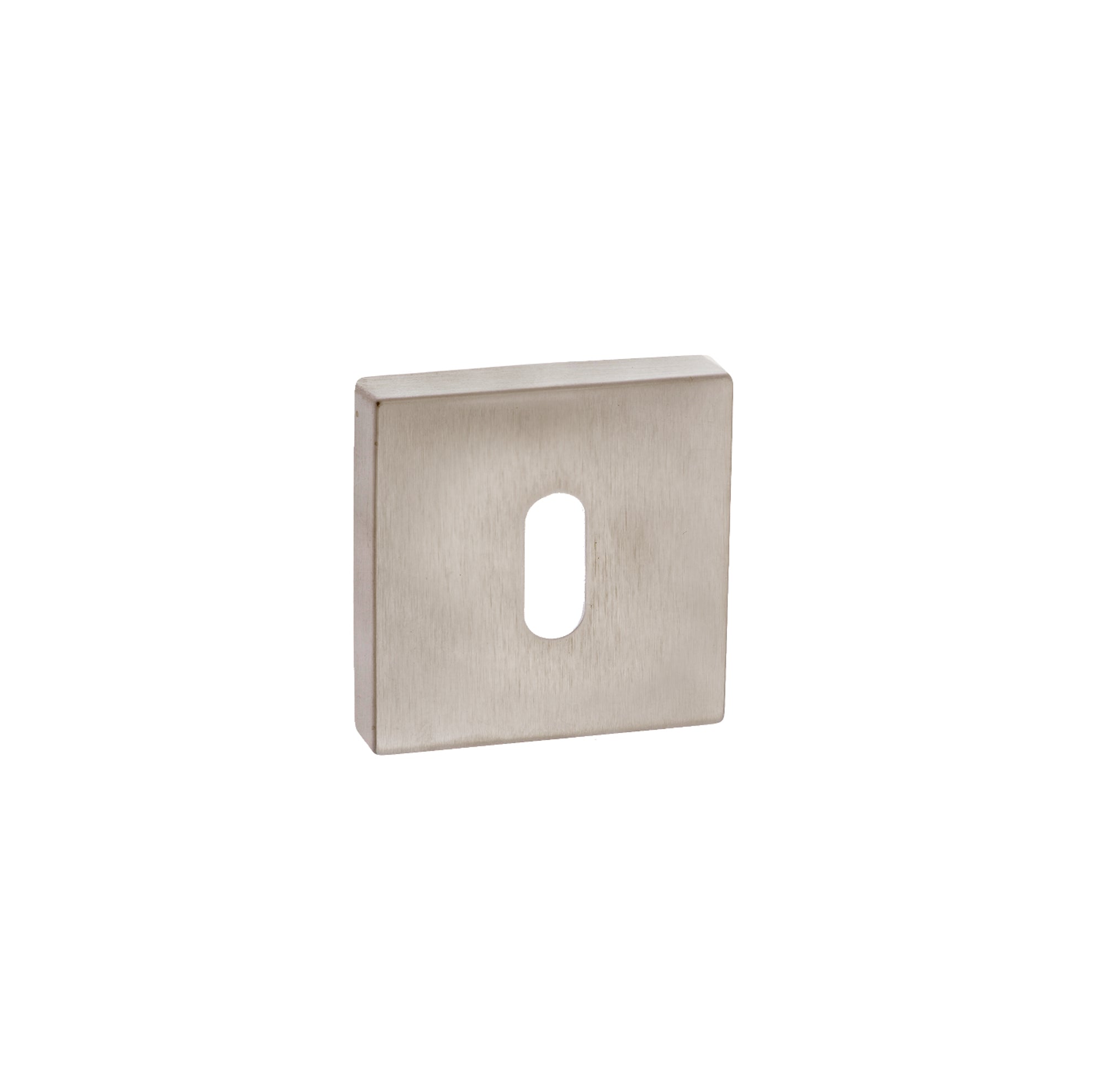 Forme Key Escutcheons on Minimal Square Rose - Satin Nickel