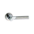 Mediterranean Tunis Lever Door Handle on Round Rose - Satin Nickel/Polished Chrome