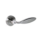 Mediterranean Ibiza Lever Door Handle on Round Rose - Satin Nickel/Polished Nickel