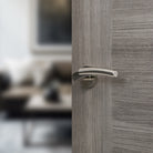 Mediterranean Messina Lever Door Handle on Round Rose - Satin Nickel/
