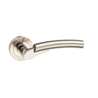 Mediterranean Messina Lever Door Handle on Round Rose - Satin Nickel/Polished Nickel