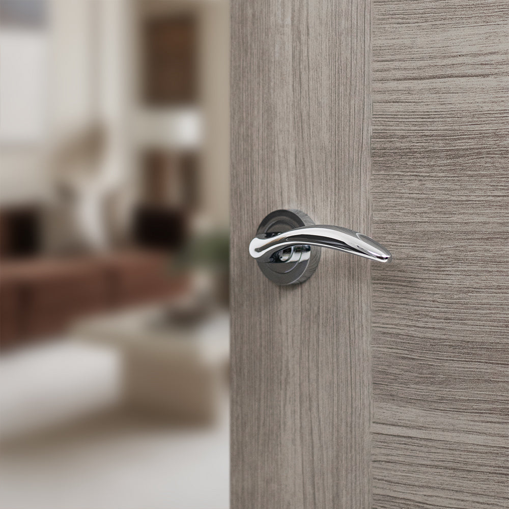 Mediterranean Ancon Lever Door Handle on Round Rose