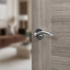 Mediterranean Ancon Lever Door Handle on Round Rose