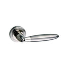 Mediterranean Gibraltar Lever Door Handle on Round Rose - Satin Nickel/Polished Nickel