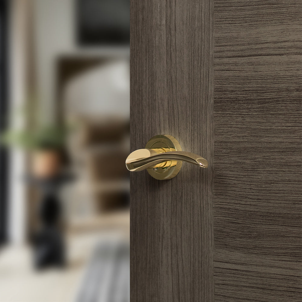 Mediterranean Valencia Lever Door Handle on Round Rose