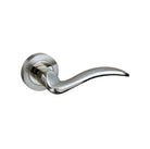 Mediterranean Valencia Lever Door Handle on Round Rose - Satin Nickel/Polished Nickel