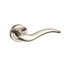 Mediterranean Barcelona Lever Door Handle on Round Rose - Satin Nickel