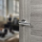 Mediterranean Santorini Lever Door Handle on Round Rose - Satin Chrome/