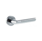 Mediterranean Santorini Lever Door Handle on Round Rose - Satin Chrome/Polished Chrome