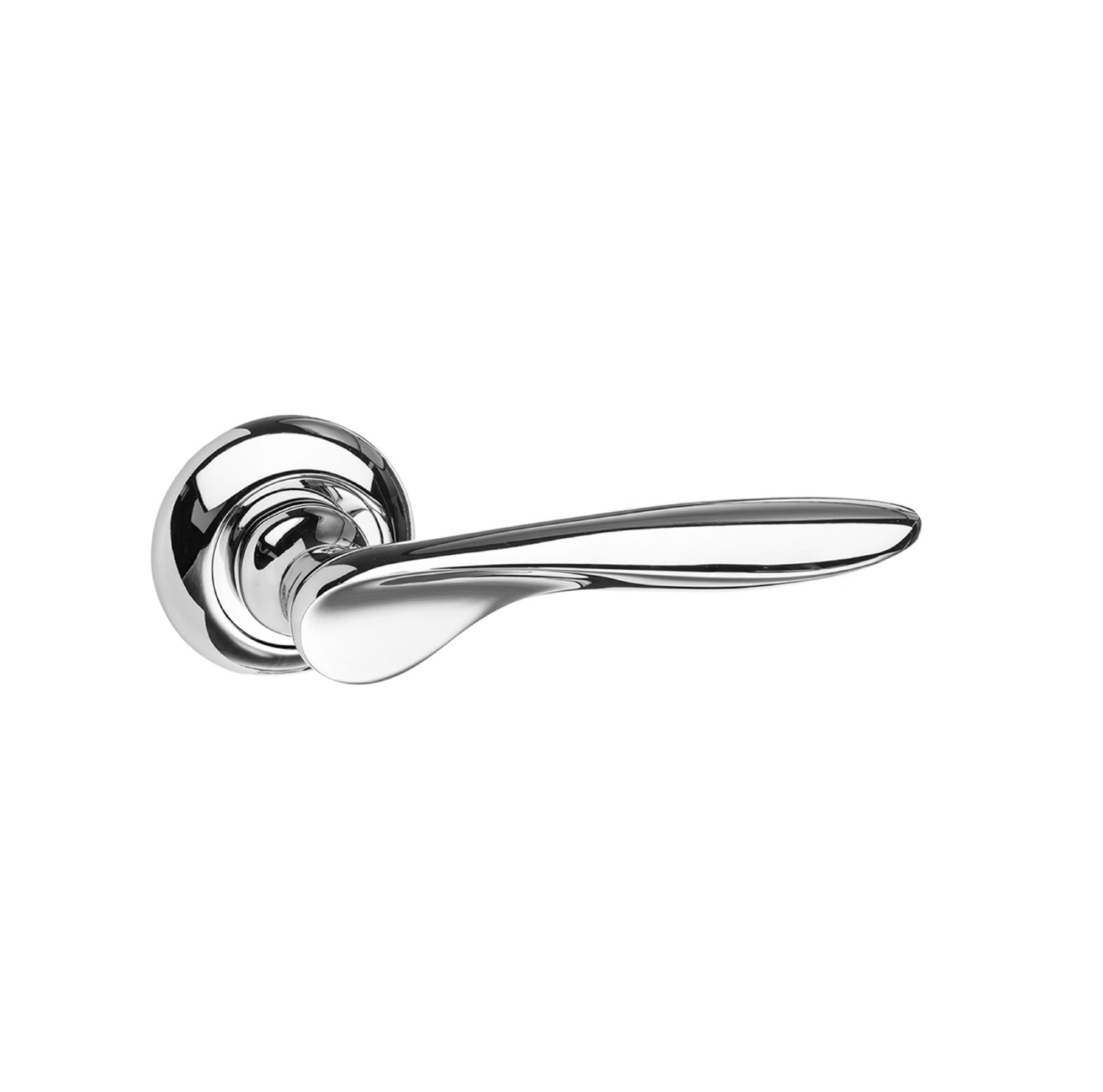 Mediterranean Malta Lever Door Handle on Round "C" Rose - Polished Chrome