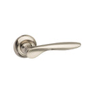 Mediterranean Malta Lever Door Handle on Round "C" Rose - Satin Nickel