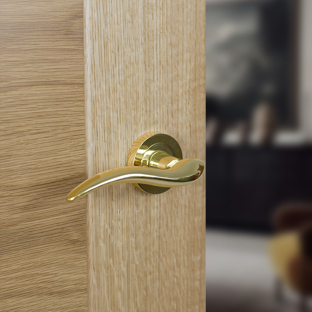Mediterranean Barcelona Lever Door Handle on Round Rose