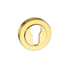 Mediterranean Euro Escutcheons on Round Rose - Polished Brass