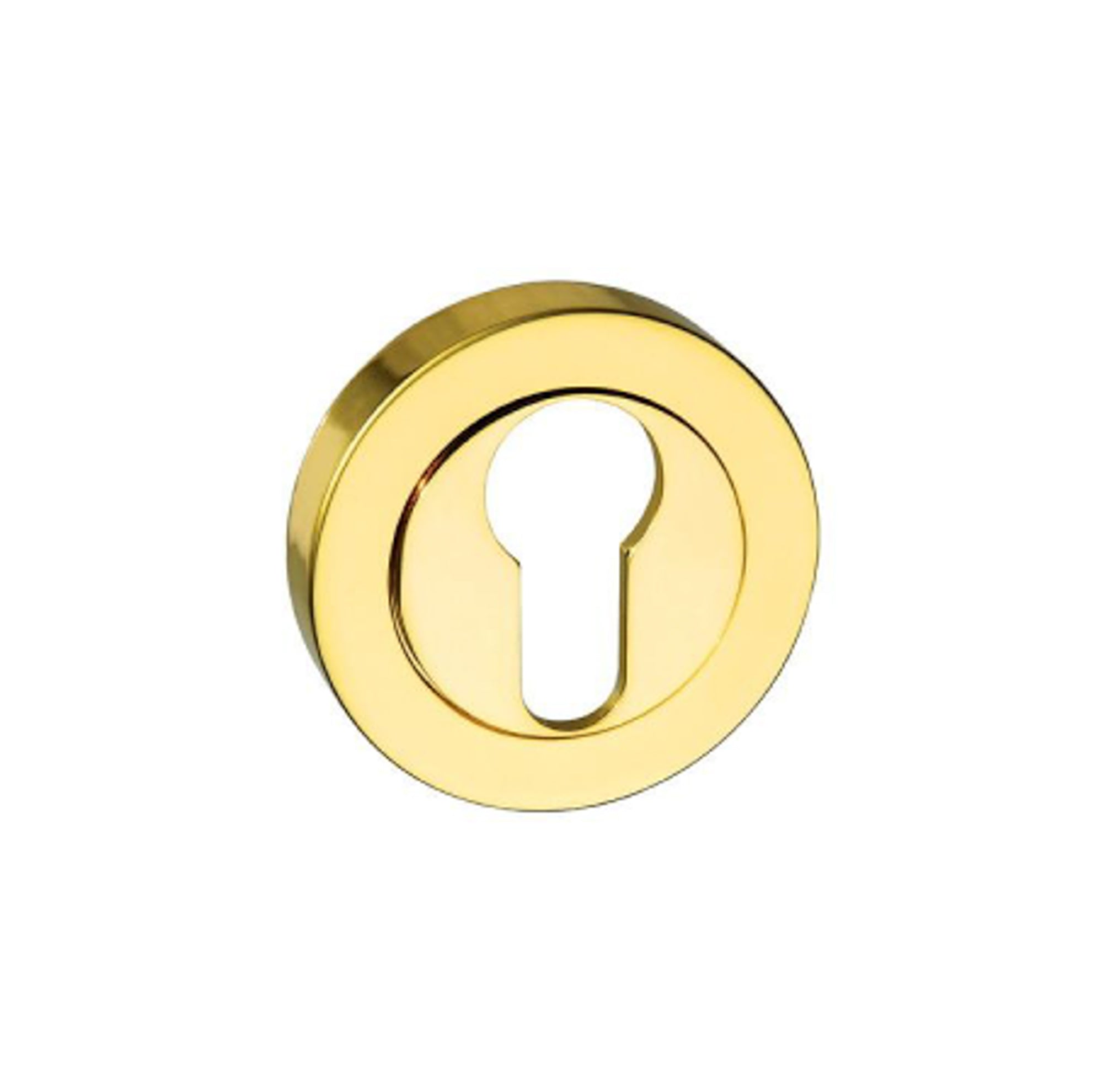 Mediterranean Euro Escutcheons on Round Rose - Polished Brass