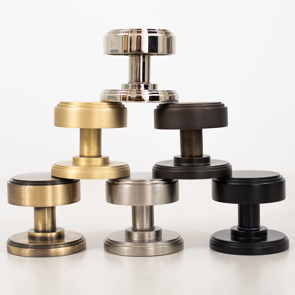 Millhouse Brass Boulton Solid Brass Stepped Mortice Door Knob on Concealed Fix Rose