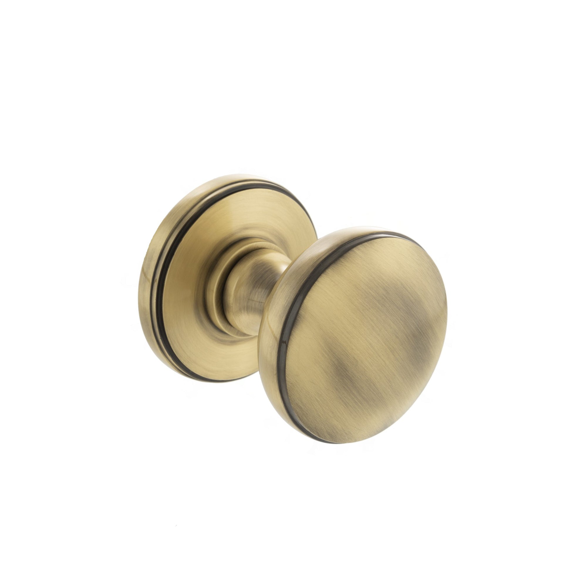 Millhouse Brass Edison Solid Brass Domed Mortice Knob on Concealed Fix Rose - Antique Brass