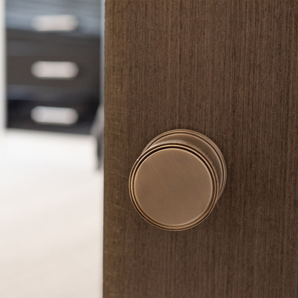 Millhouse Brass Harrison Brass Knurled Mortice Knob on Concealed Fix Rose
