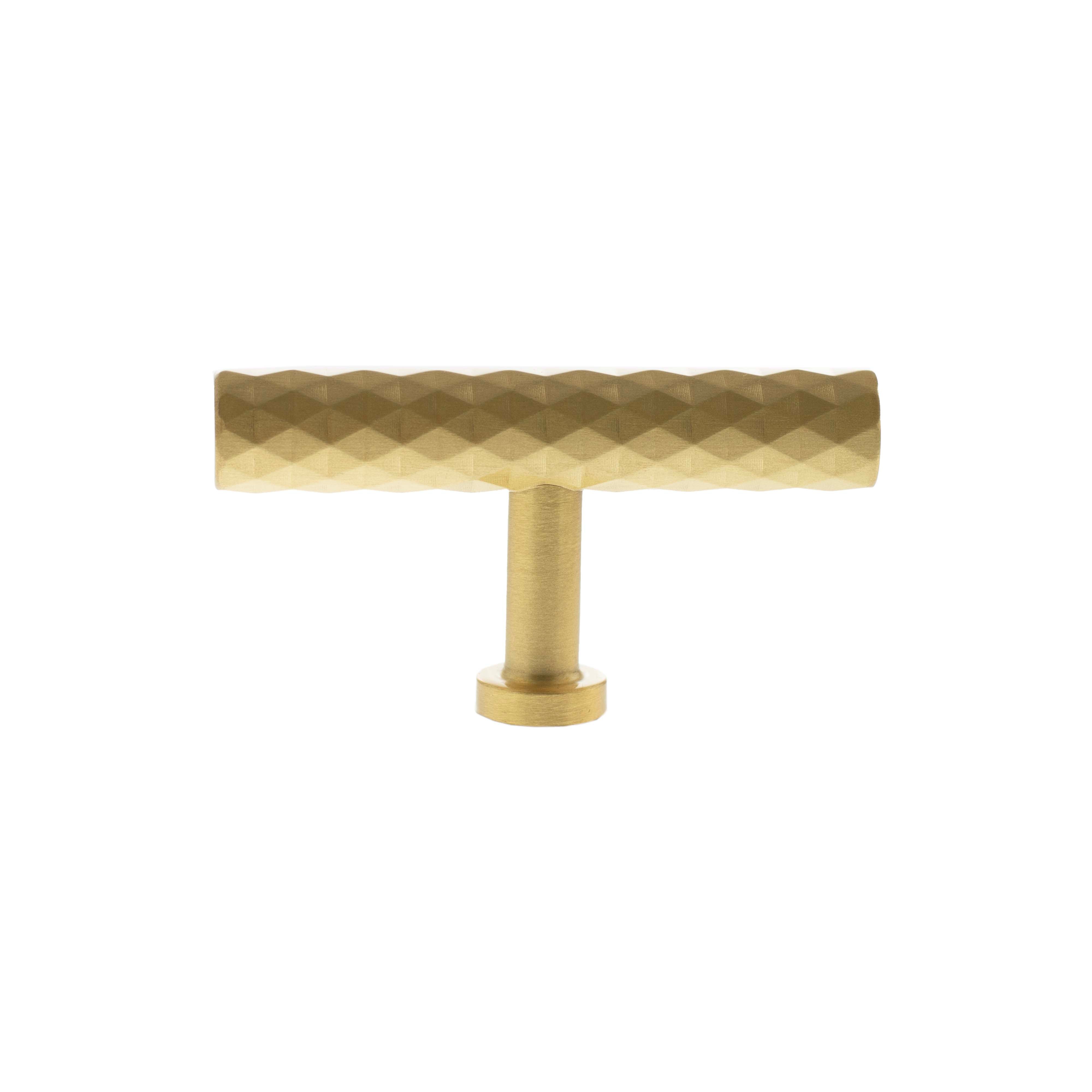 Millhouse Brass Chrysler Diamond T-Bar Cabinet Knob Handle - Satin Brass
