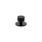 Millhouse Brass Chrysler Diamond Round Cabinet Knob Handle on Backplate - Matt Black