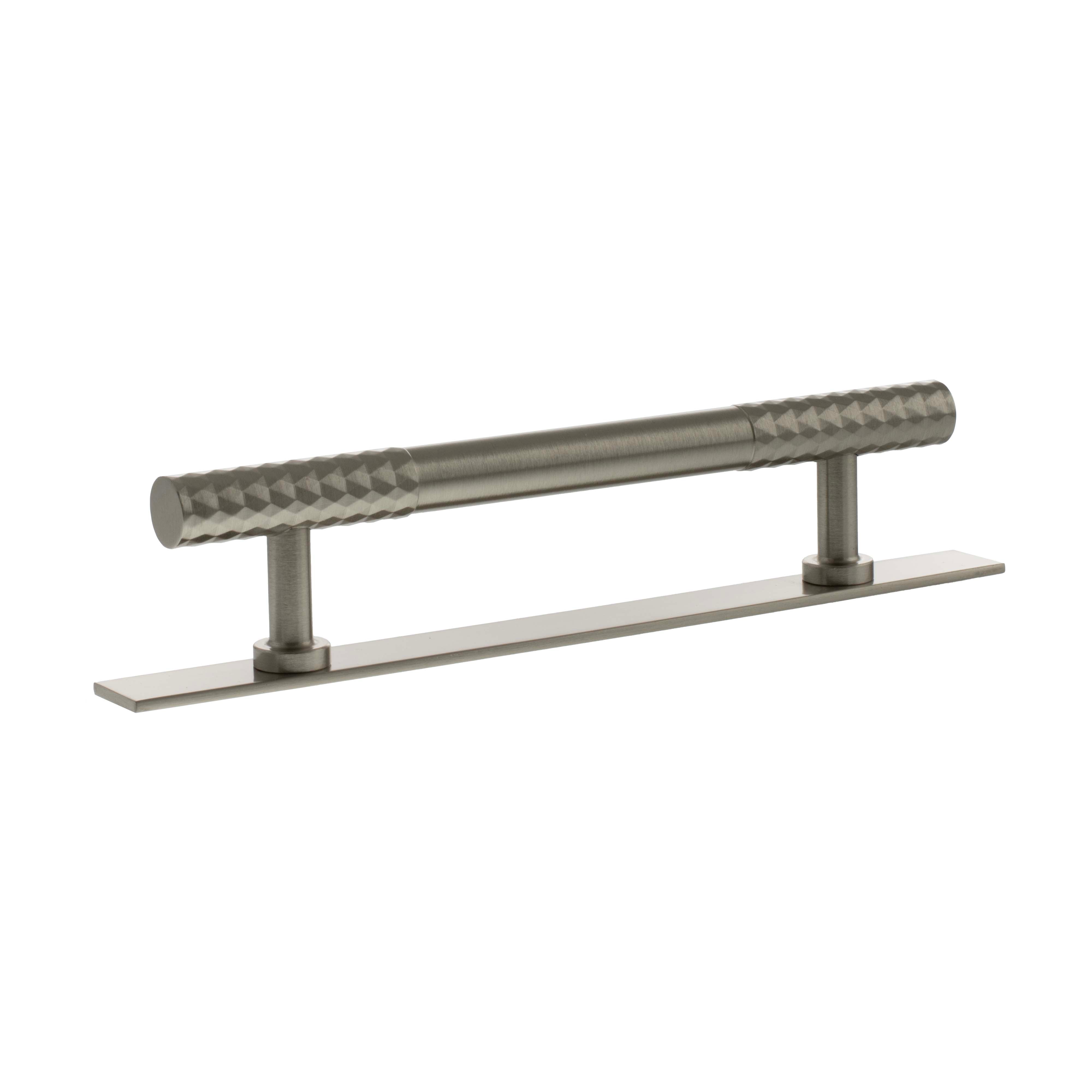 Millhouse Brass Chrysler Diamond T-Bar Cabinet Pull Handle on Backplate 128mm - Satin Nickel