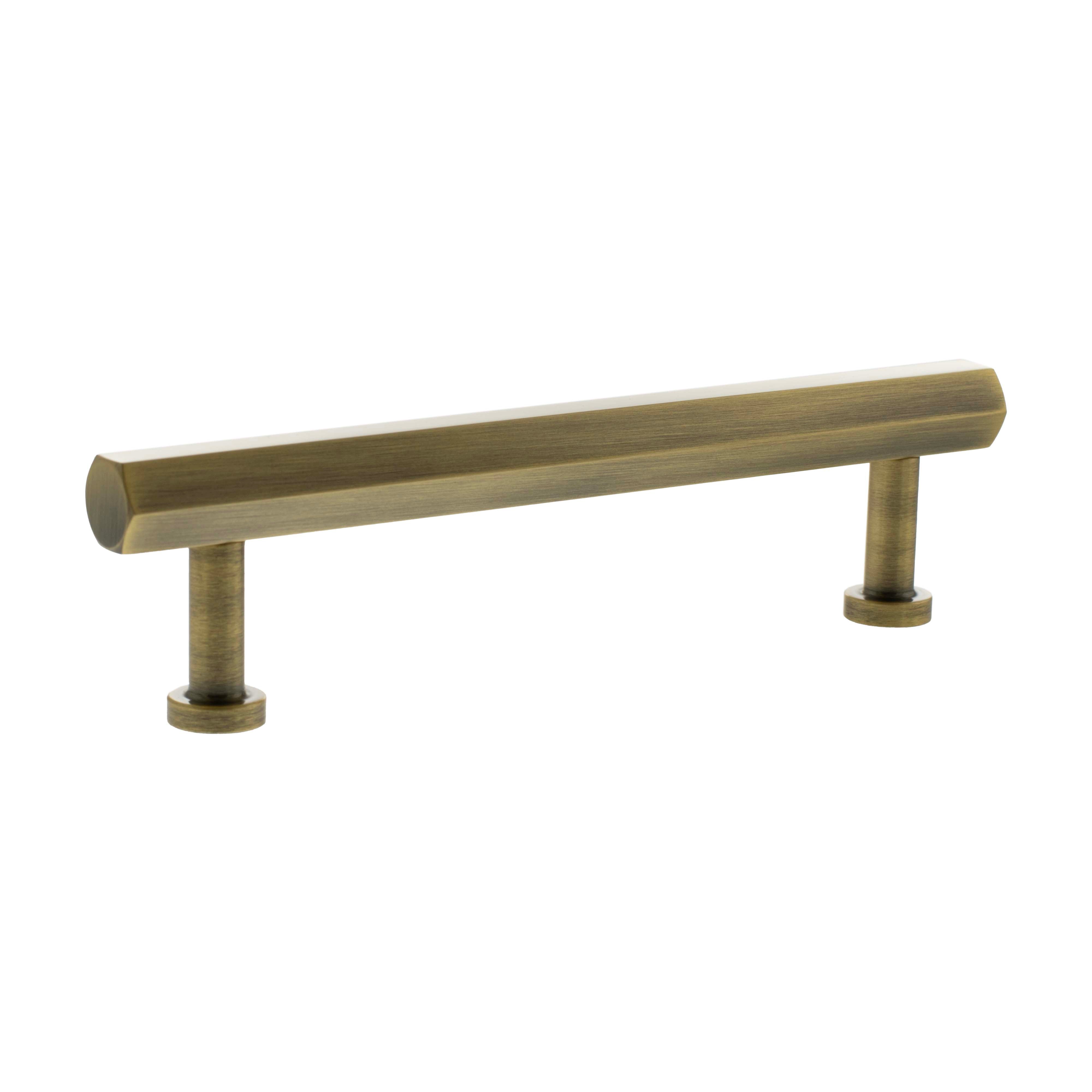 Millhouse Brass Pennington Hexagonal T-Bar Cabinet Pull Handle 128mm - Antique Brass