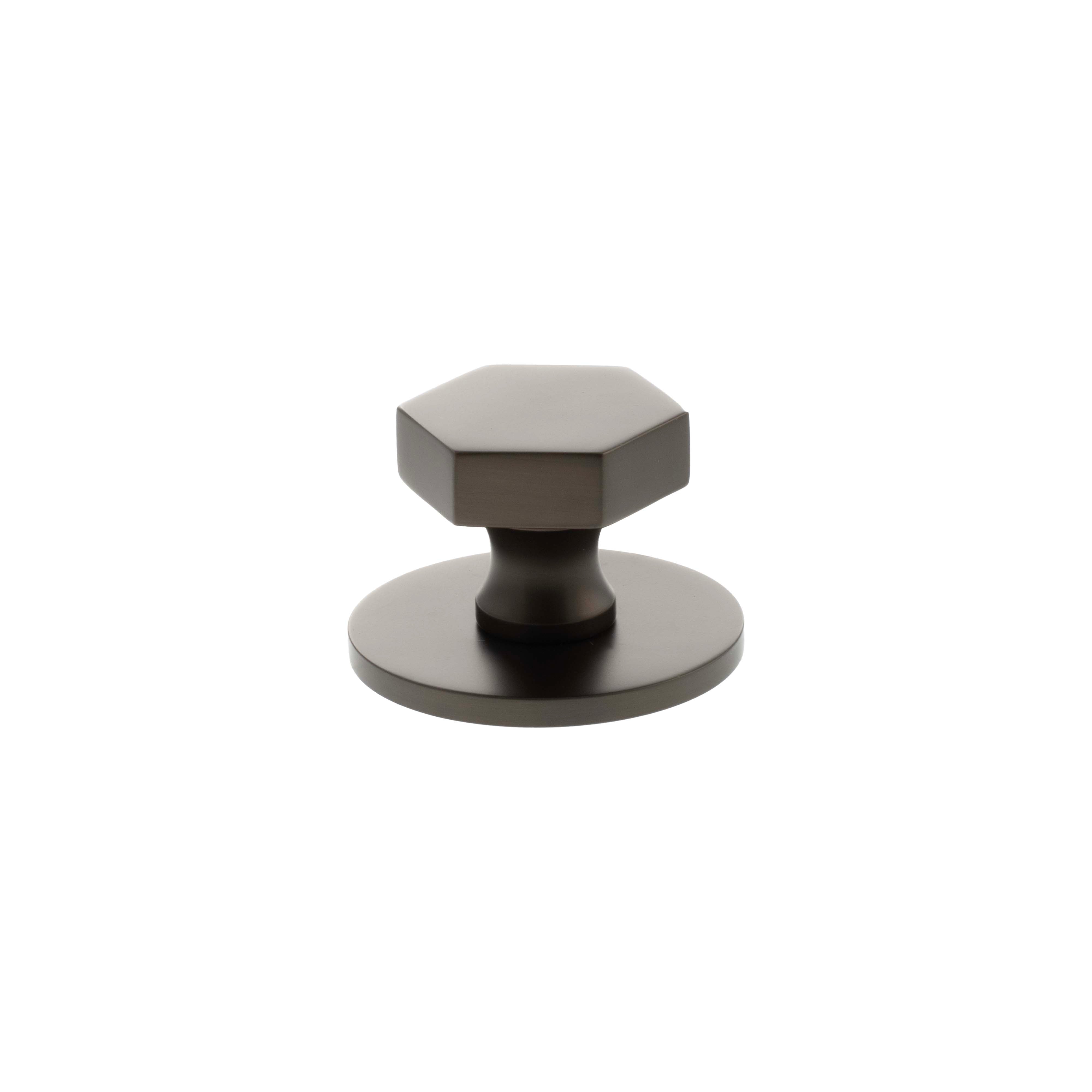 Millhouse Brass Pennington Hexagonal Cabinet Knob Handle on Backplate - Urban Dark Bronze